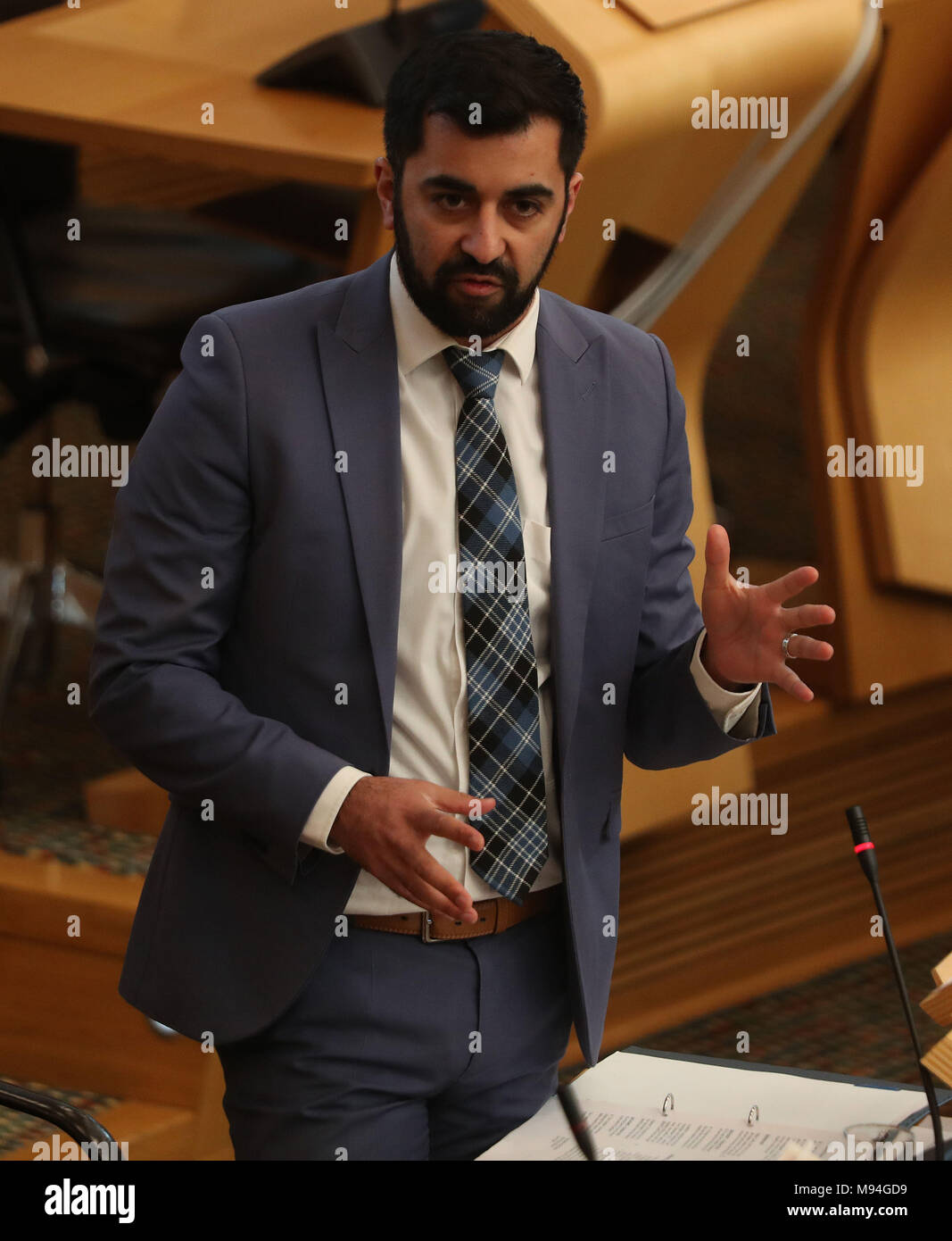 Humza Humza Yousaf MSP in the debating chamber ahead of First Ministers ...