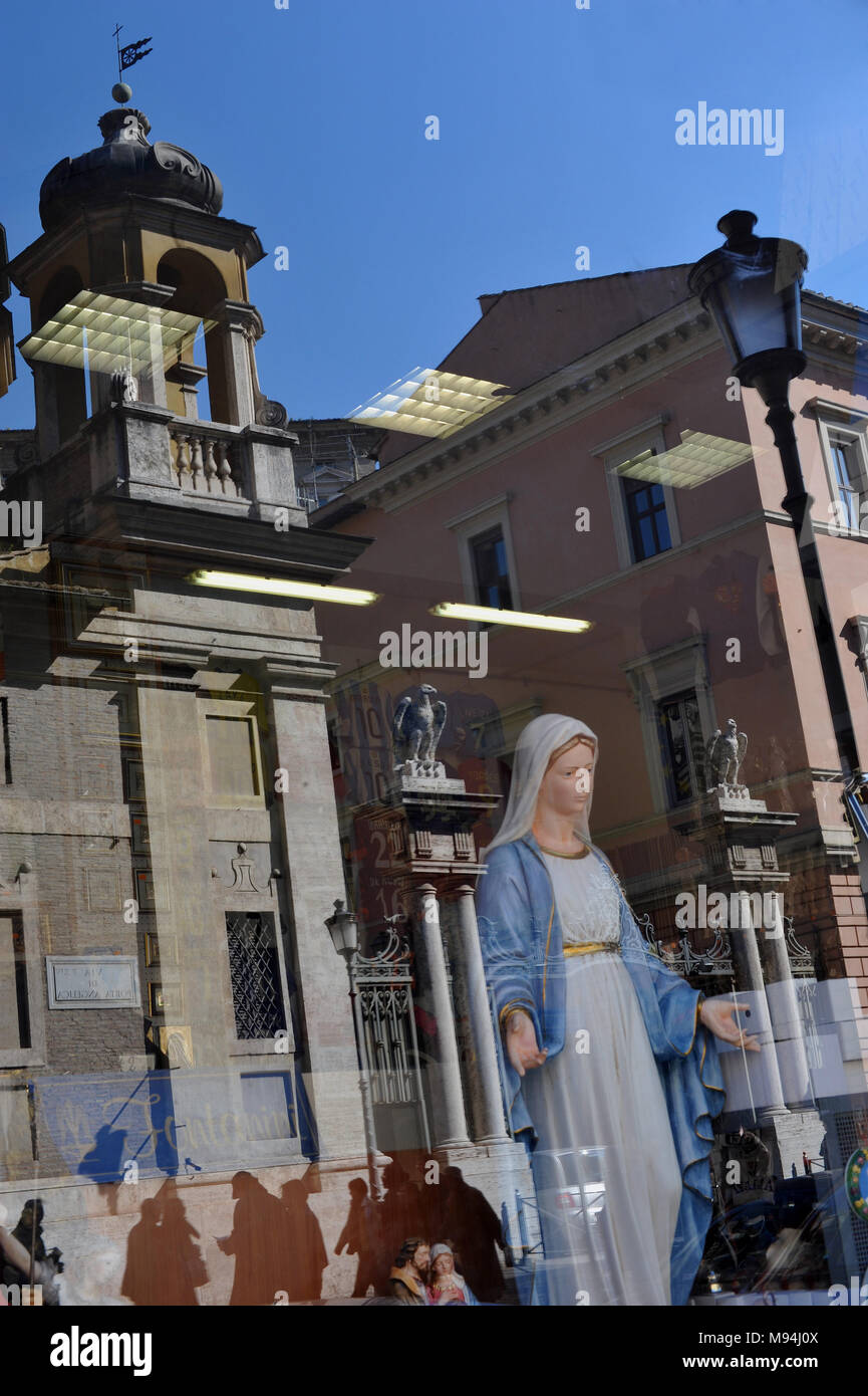 Rome. Vatican State entrance and shop windows with religious objects. Italy. Stock Photo