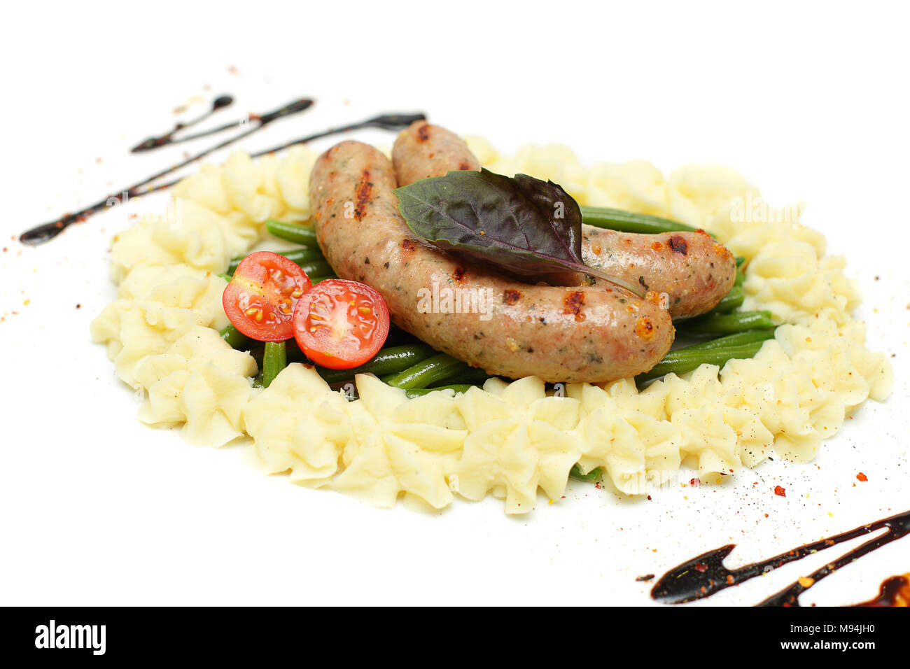 Weisswurst sausage, traditional German food Stock Photo