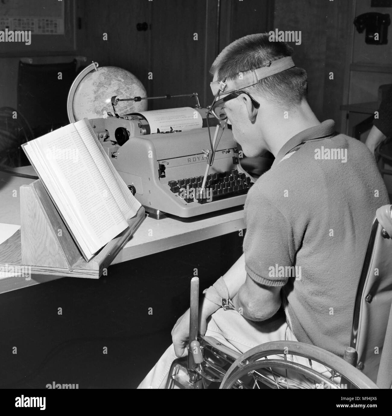 Early tech help for the physically disabled, ca. 1965. Stock Photo