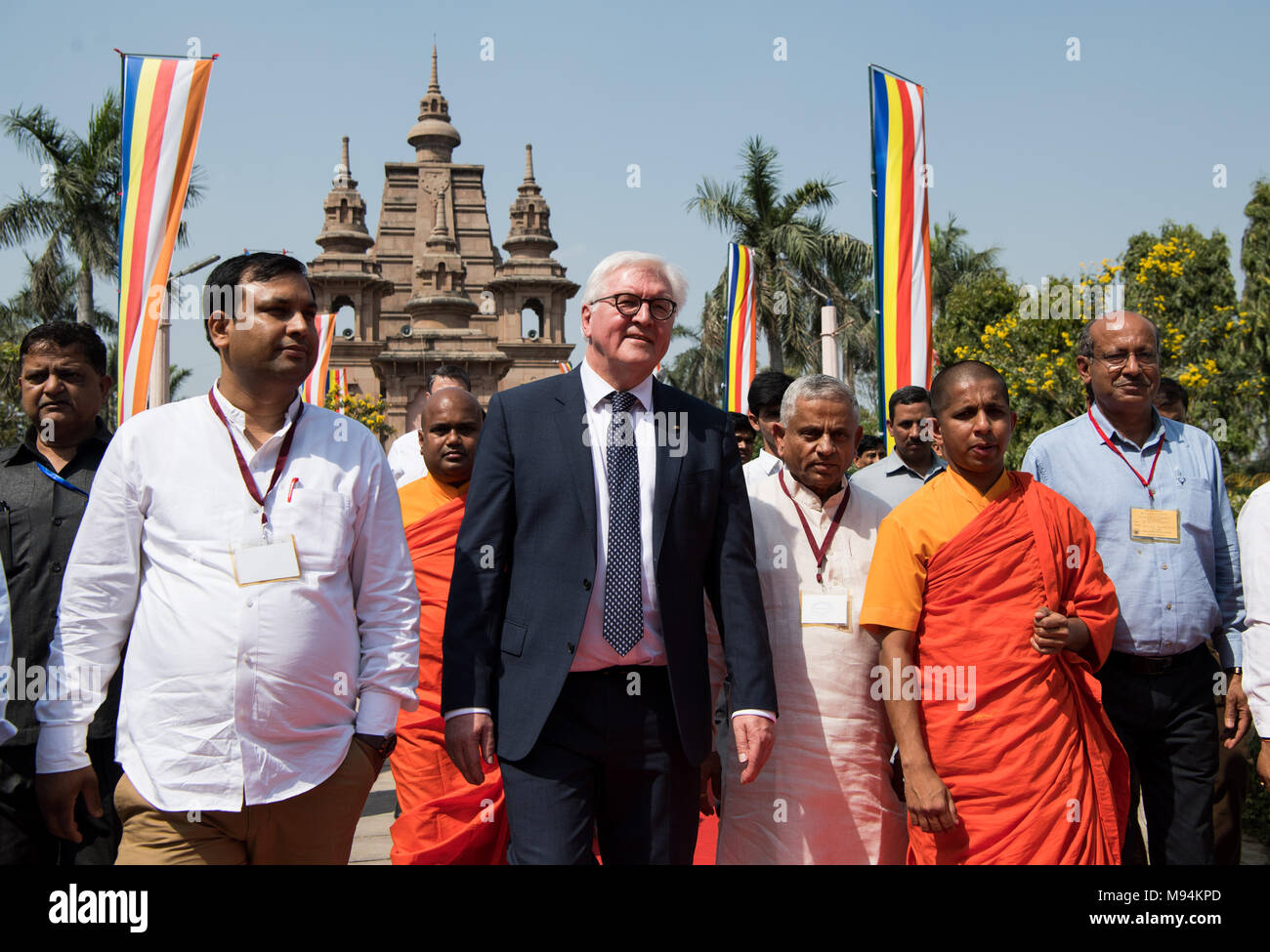 Varanasi, India. 22 March 2018,German President Frank Walter Steinmeier being led through the Archaeological Museum in Sarnath near Varanasi. President Steinmeier and his wife are visiting India for five days. Photo: Bernd von Jutrczenka/dpa Credit: dpa picture alliance/Alamy Live News Stock Photo