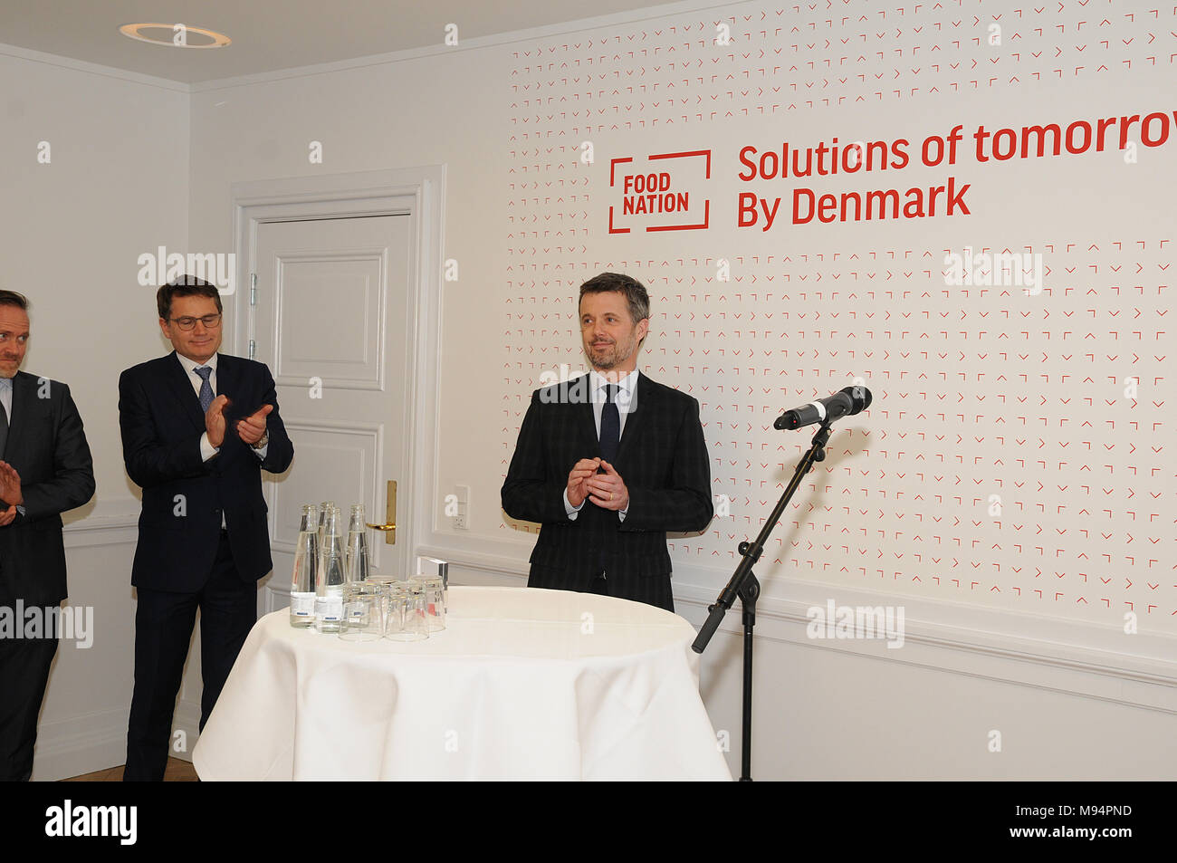 Copenhagen, Denmark. 22nd Mar, 2018. H.R.H.Crown Prince Frederiks is protector of FOOD NATION solutions of tomorrow by Denmark at opening ceremony compnay b tow ministers Brian Mikkelsen minister for trade and business and minister for foreign affair  Abders Sammuelsen at Food Natdion visitor center in Danish capital today (Photo. Francis Joseph Dean /Deanpictures. Credit: Francis Joseph Dean / Deanpictures/Alamy Live News Stock Photo