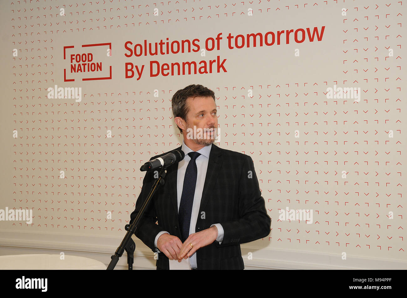 Copenhagen, Denmark. 22nd Mar, 2018. H.R.H.Crown Prince Frederiks is protector of FOOD NATION solutions of tomorrow by Denmark at opening ceremony compnay b tow ministers Brian Mikkelsen minister for trade and business and minister for foreign affair  Abders Sammuelsen at Food Natdion visitor center in Danish capital today (Photo. Francis Joseph Dean /Deanpictures. Credit: Francis Joseph Dean / Deanpictures/Alamy Live News Stock Photo