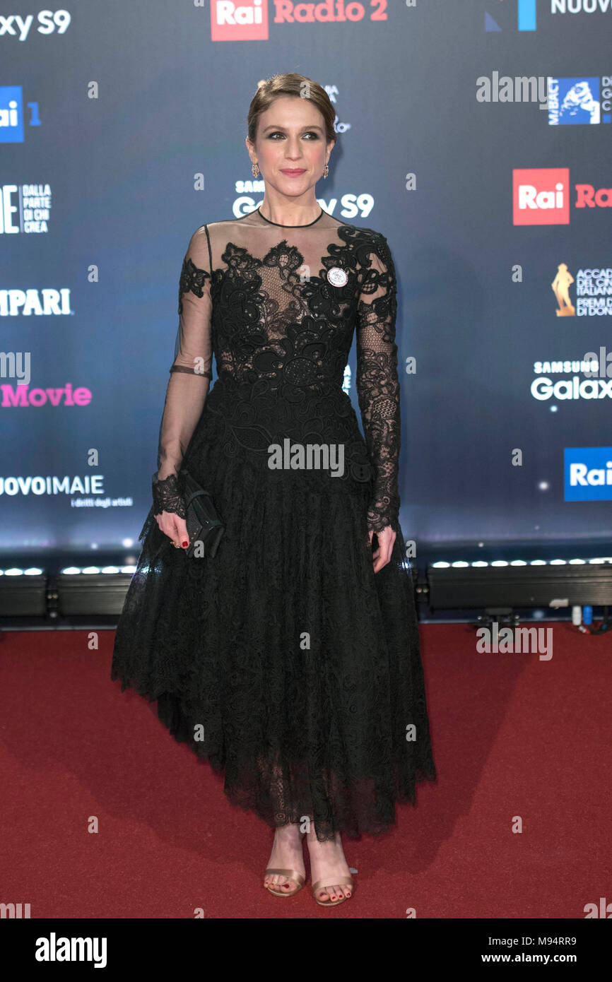 Italy, Rome, 21 March 2018 : Celebrities attend the red carpet of the David di Donatello Movie Awards 2018 pictured Isabella Ragonese    Photo © Fabio Mazzarella/Sintesi/Alamy Live News Stock Photo