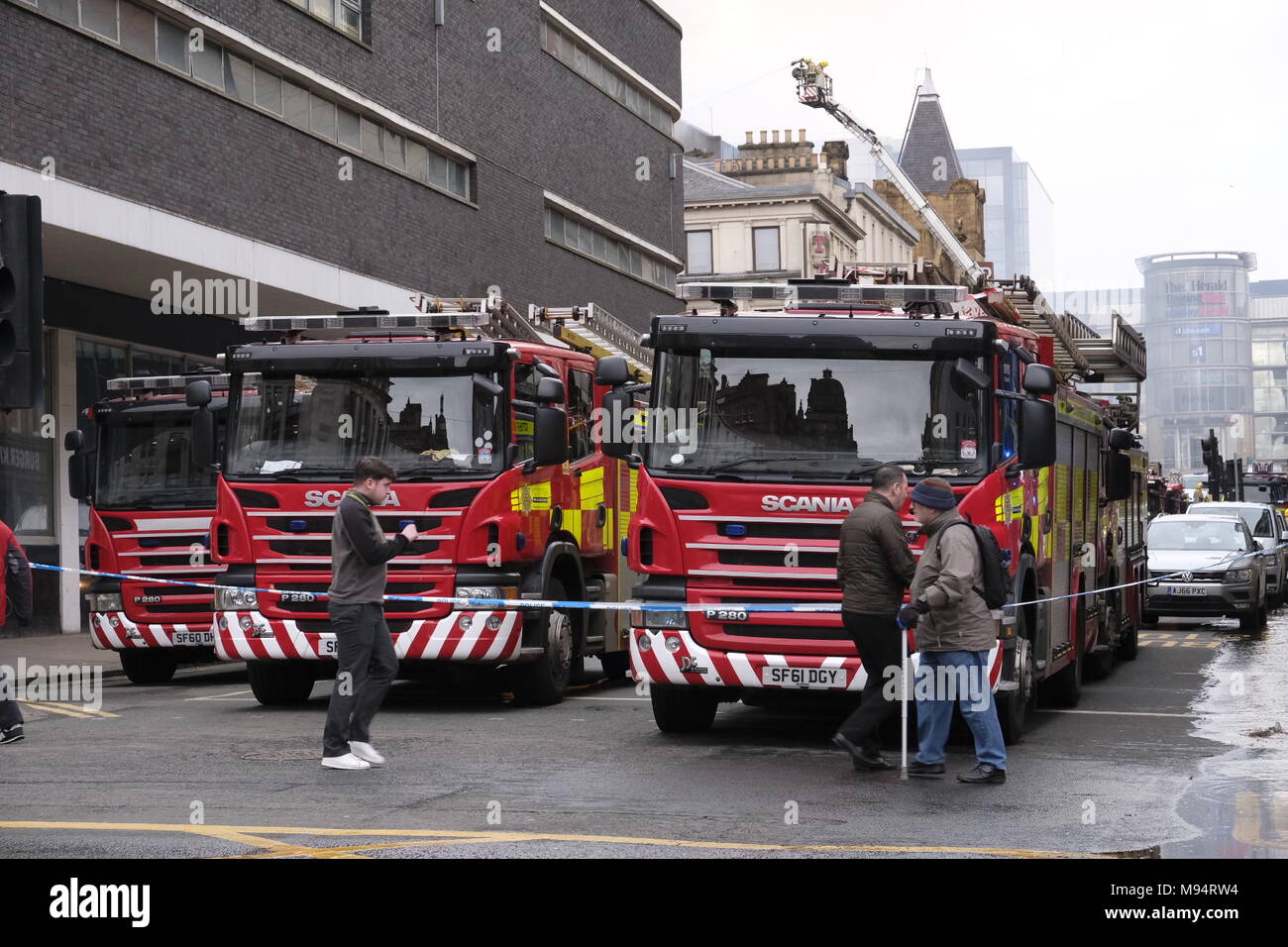Glasgow, UK. 22 March 2018. Major fire is being fought on Sauchiehall