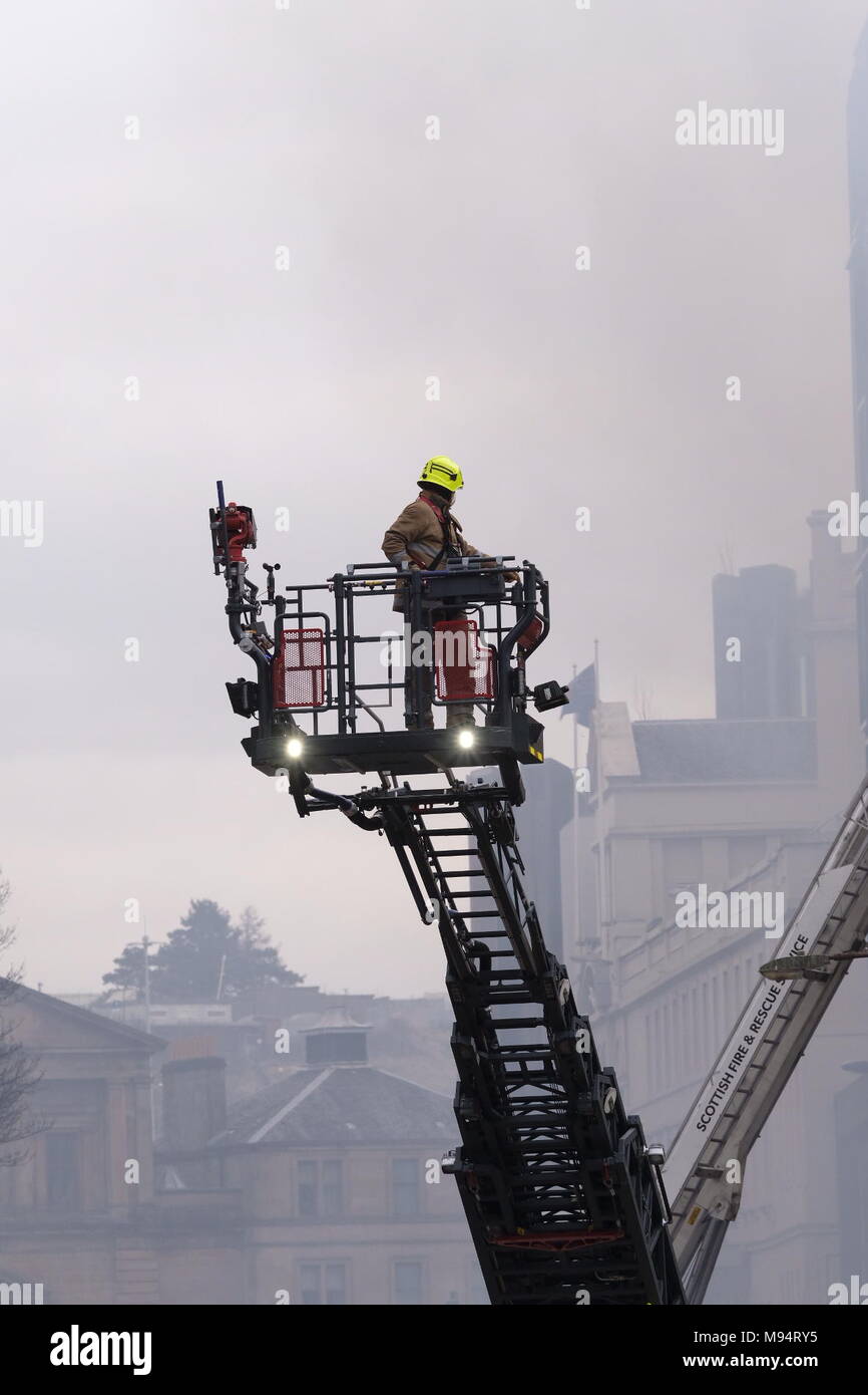 Glasgow, UK. 22 March 2018. Major fire is being fought on Sauchiehall