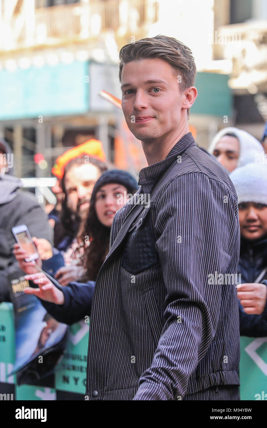 American actor Patrick Schwarzenegger is seen in Manhattan's Soho