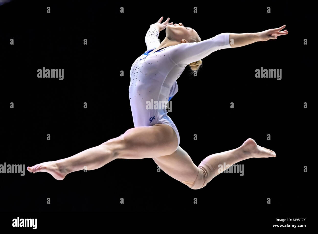 Birmingham, UK. 22nd march, 2018. Nikita Nagornyy (RUS) competes on the Balance Beam during the 2018 FIG Gymnastics World Cup at Arena Birmingham on Thursday, 22 March 2018. Birmingham England. Credit: Taka G Wu Credit: Taka Wu/Alamy Live News Stock Photo