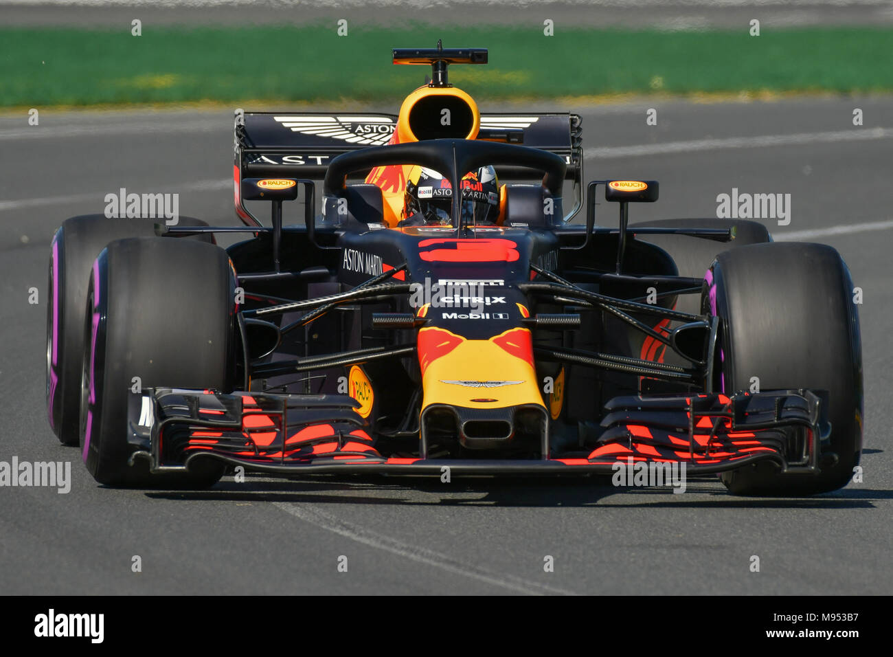 Albert Park, Melbourne, Australia. 23rd Mar, 2018. Daniel Ricciardo (AUS) #3 from the Aston Martin Red Bull Racing team during practice session one at the 2018 Australian Formula One Grand Prix at Albert Park, Melbourne, Australia. Sydney Low/Cal Sport Media/Alamy Live News Stock Photo