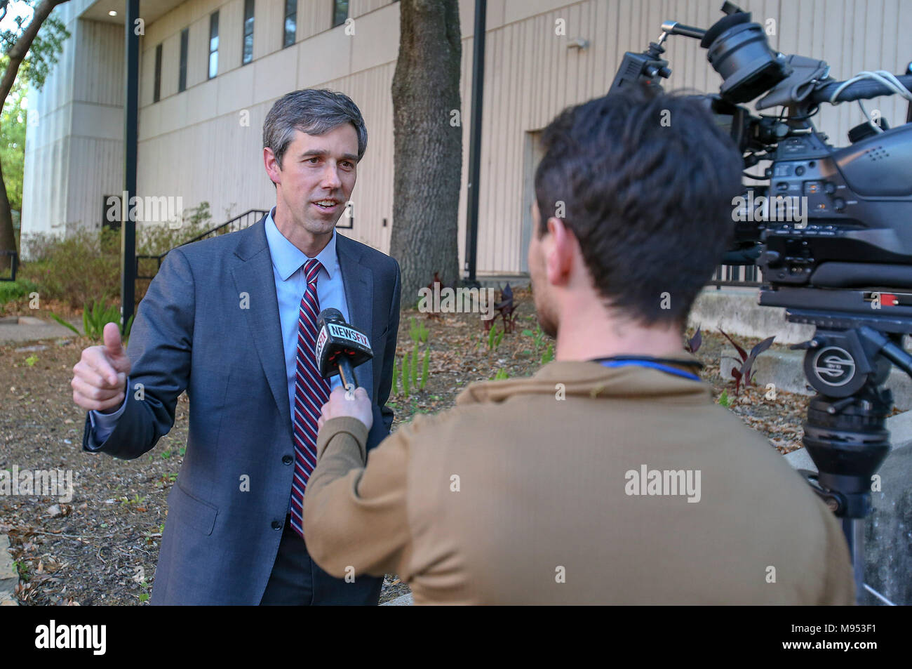 Rep. 22nd Mar, 2018. Beto O'Rourke, D-Texas speaks with NewsFix before a town hall meeting at Texas Southern University in Houston, TX. John Glaser/CSM/Alamy Live News Stock Photo