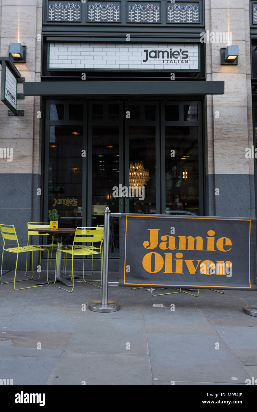 Jamie Oliver's Covent Garden Italian restaurant on Upper St Martin's Lane, London, WC2 London, UK Stock Photo