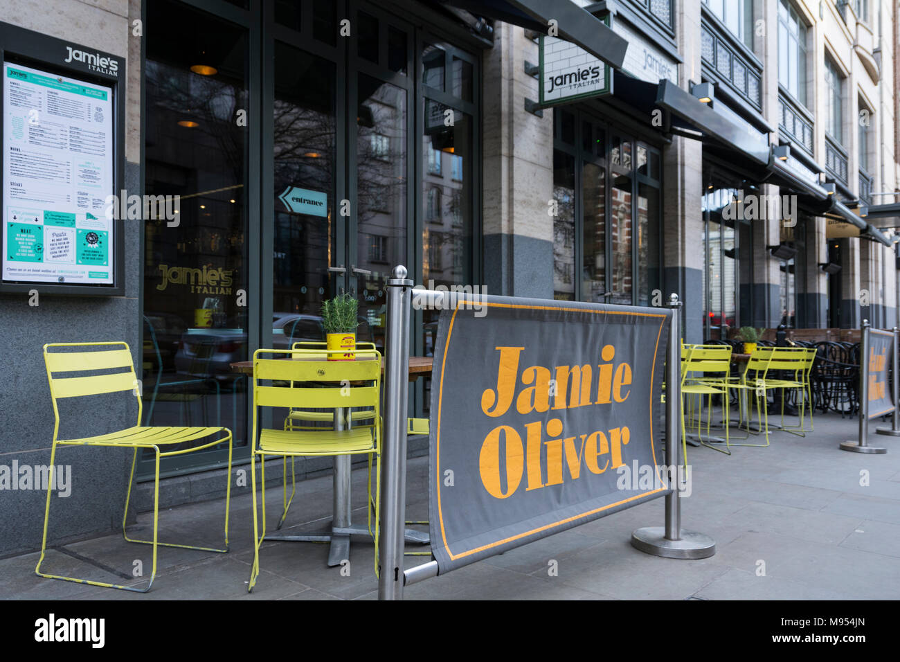 Jamie Oliver's Covent Garden Italian restaurant on Upper St Martin's Lane, London, WC2 London, UK Stock Photo