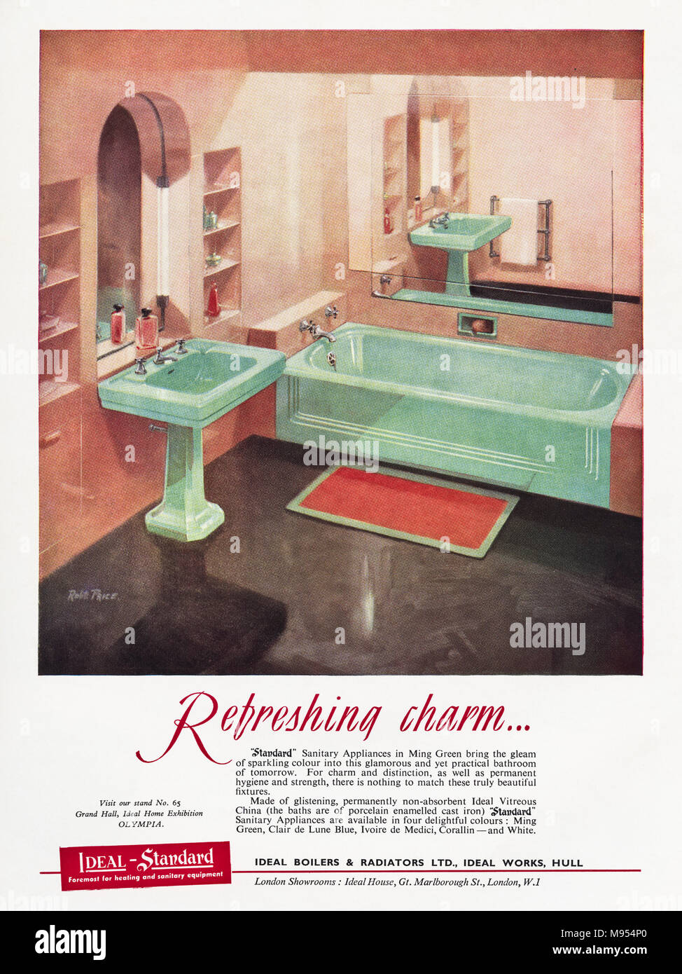 1946 CANNON TOWELS Print Ad Original Vintage Full Color Bath