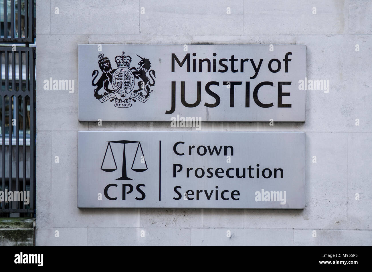 Ministry Of Justice & Crown Prosecution Service exterior signage Stock