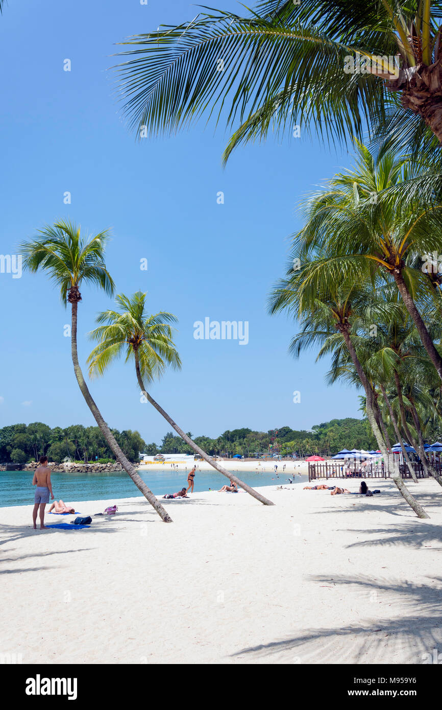 Palawan Beach, Sentosa Island, Central Region, Singapore Island (Pulau Ujong), Singapore Stock Photo