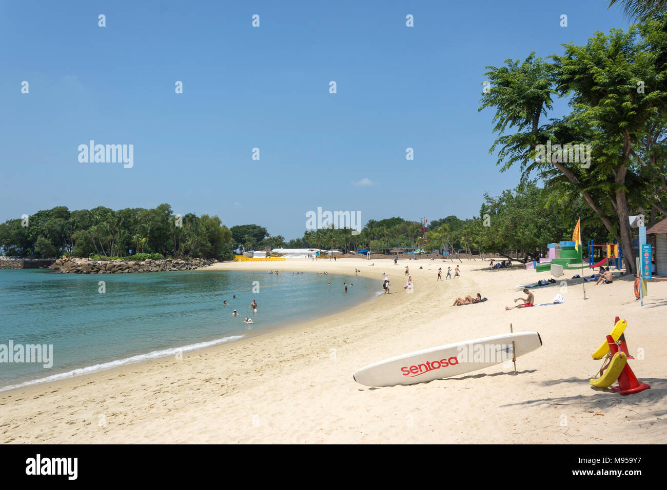 Palawan Beach, Sentosa Island, Central Region, Singapore Island (Pulau Ujong), Singapore Stock Photo