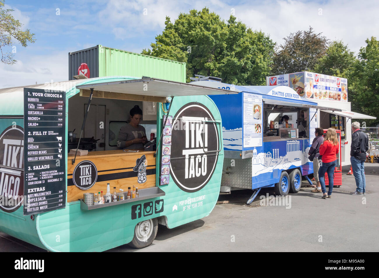 Fast food trailers cashel street container mall christchurch cen hires stock photography and