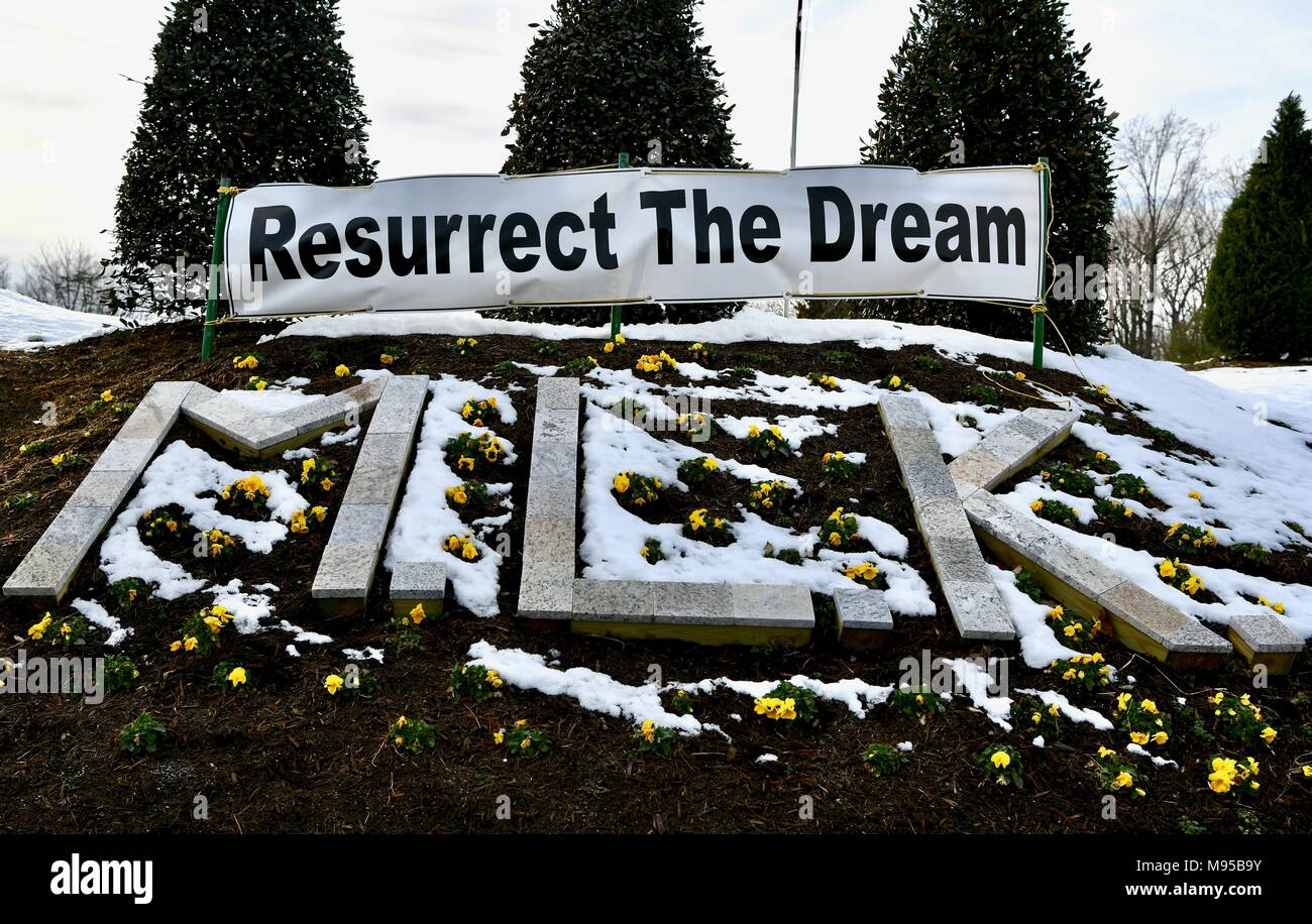 Resurrect the dream, Martin Luther King or MLK sign built into the side of a hill, USA Stock Photo
