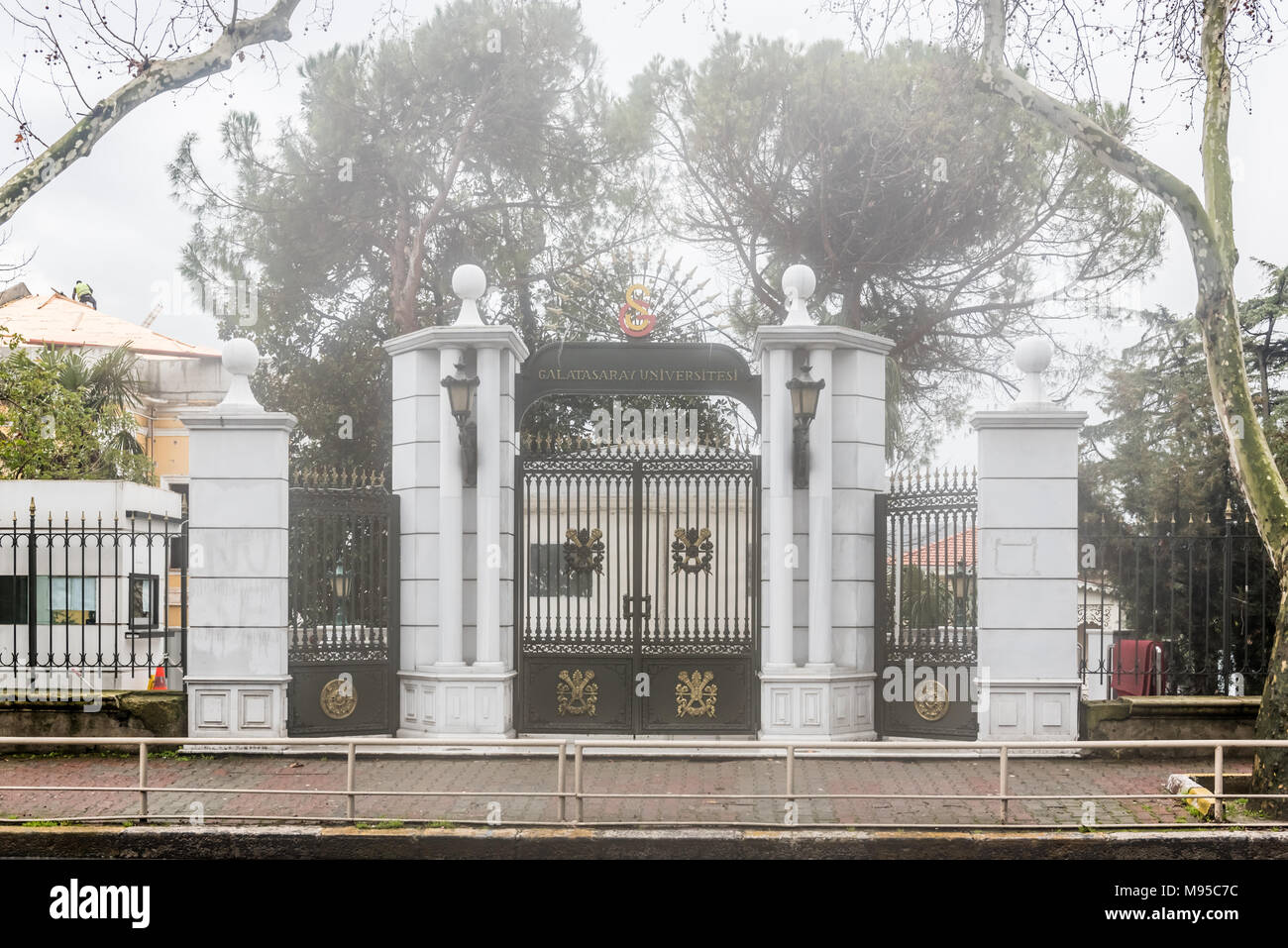 Gate of old ancient Galatasaray University in Besiktas,Istanbul,Turkey.03 January 2018 Stock Photo