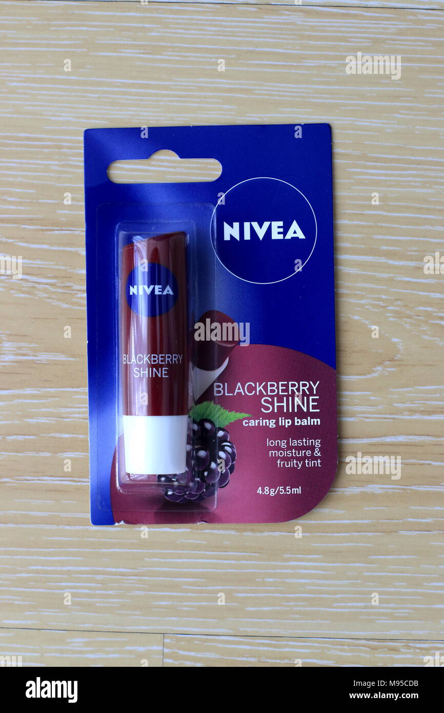 Nivea Blackberry shine Lip balm Stock Photo