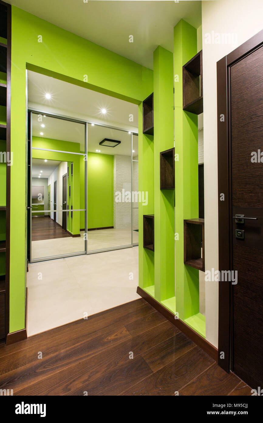 Design of a corridor with a mirror image Stock Photo