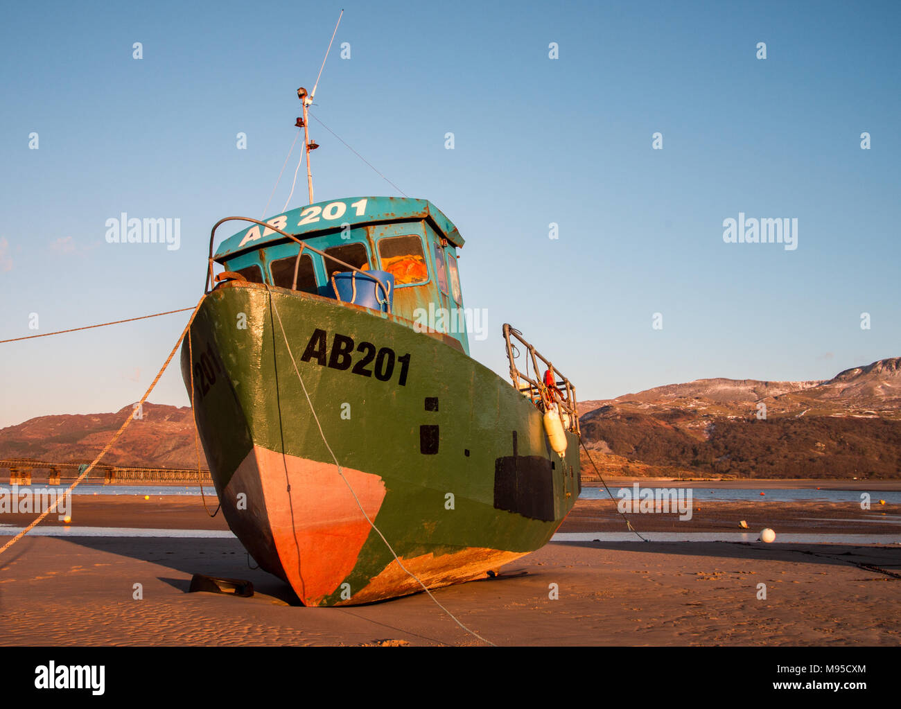 Barmouth Harbour fishing boat Stock Photo