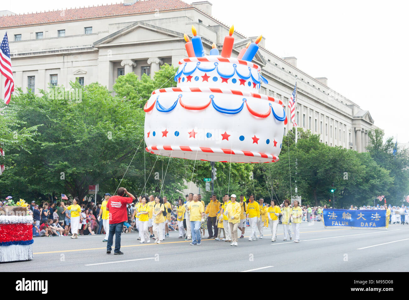 Washington, D.C., USA - July 4, 2016, The National Independence Day Parade is the  Fourth of July Parade in the capital of the United States, it  comm Stock Photo