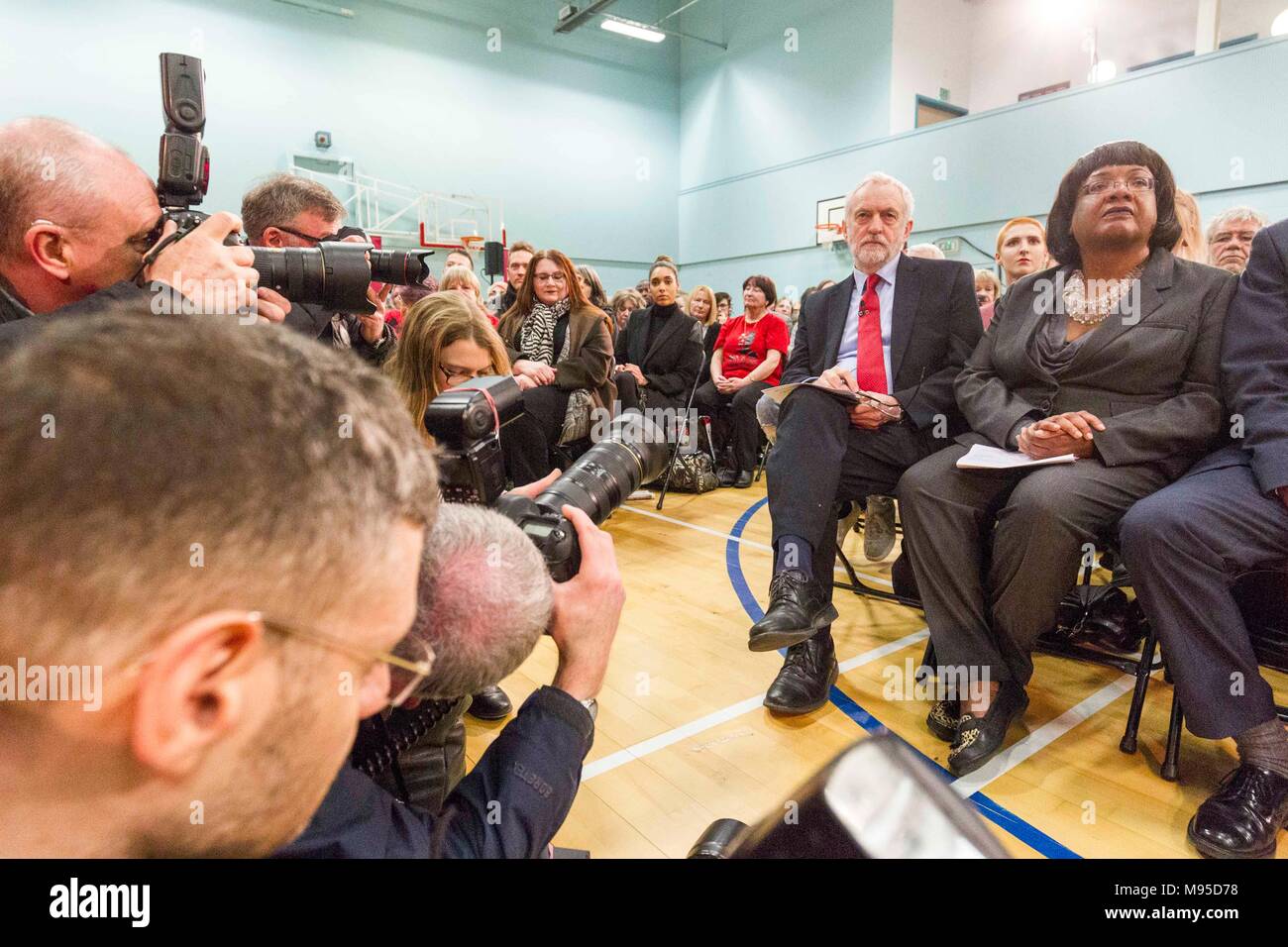 Jeremy Corbyn, leader of the Labour Party, along with senior members of the Shadow Cabinet.Pictured with Diane Abbott Stock Photo