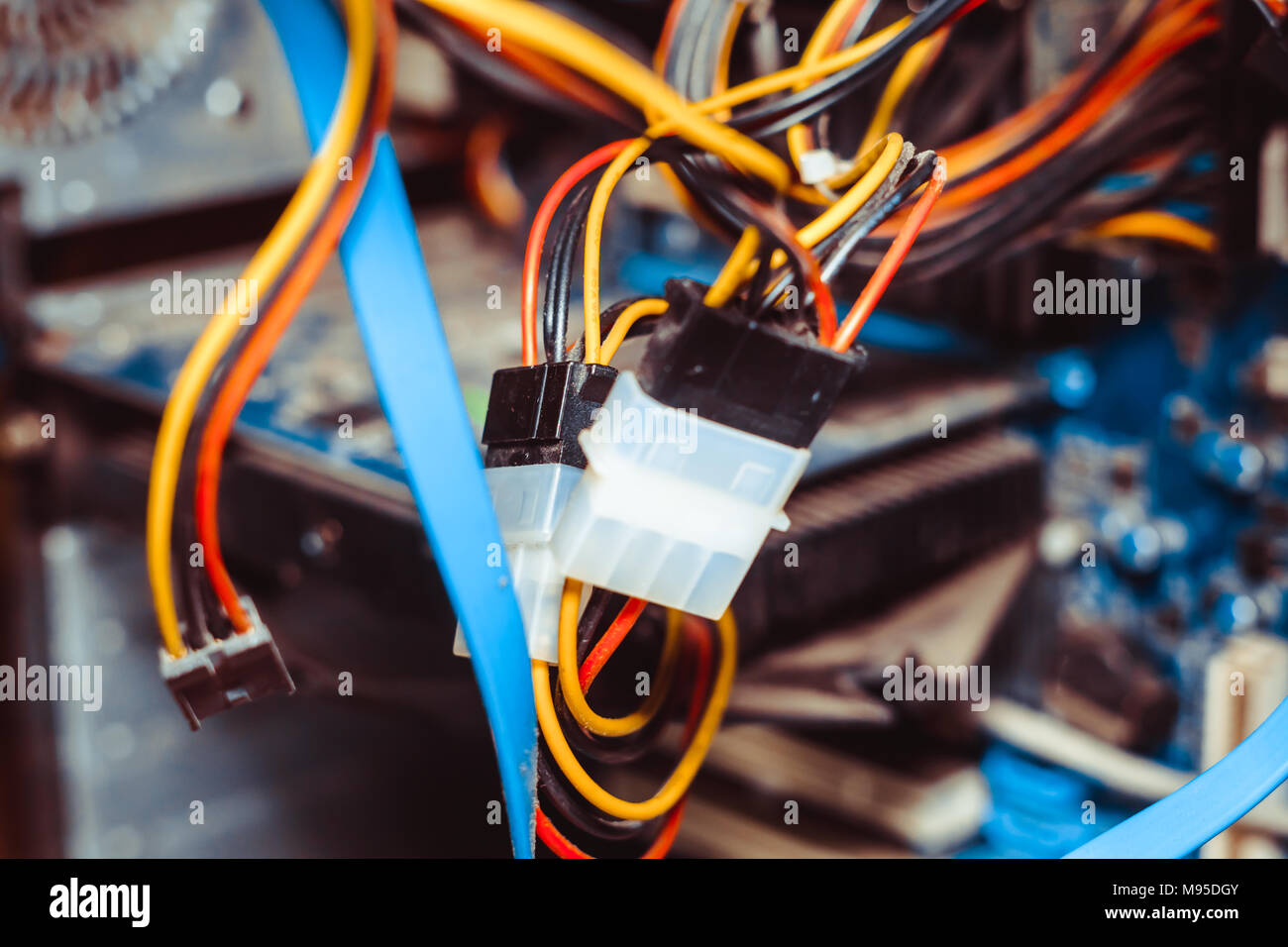 Computer board chip circuit cpu core blue technology background or ...