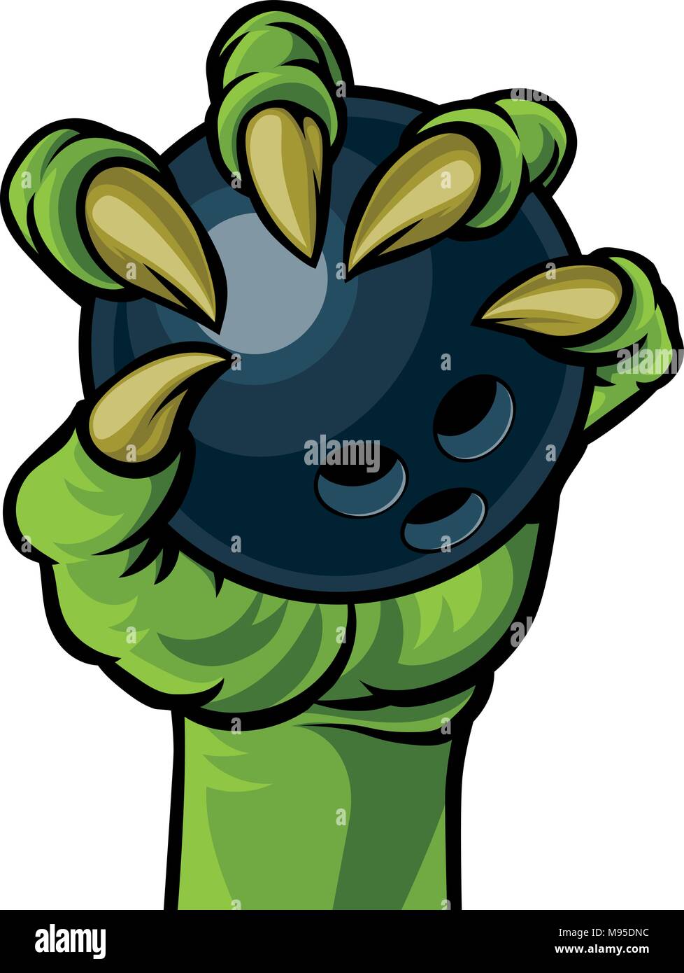 Claw Monster Hand Holding a Bowling Ball Stock Vector