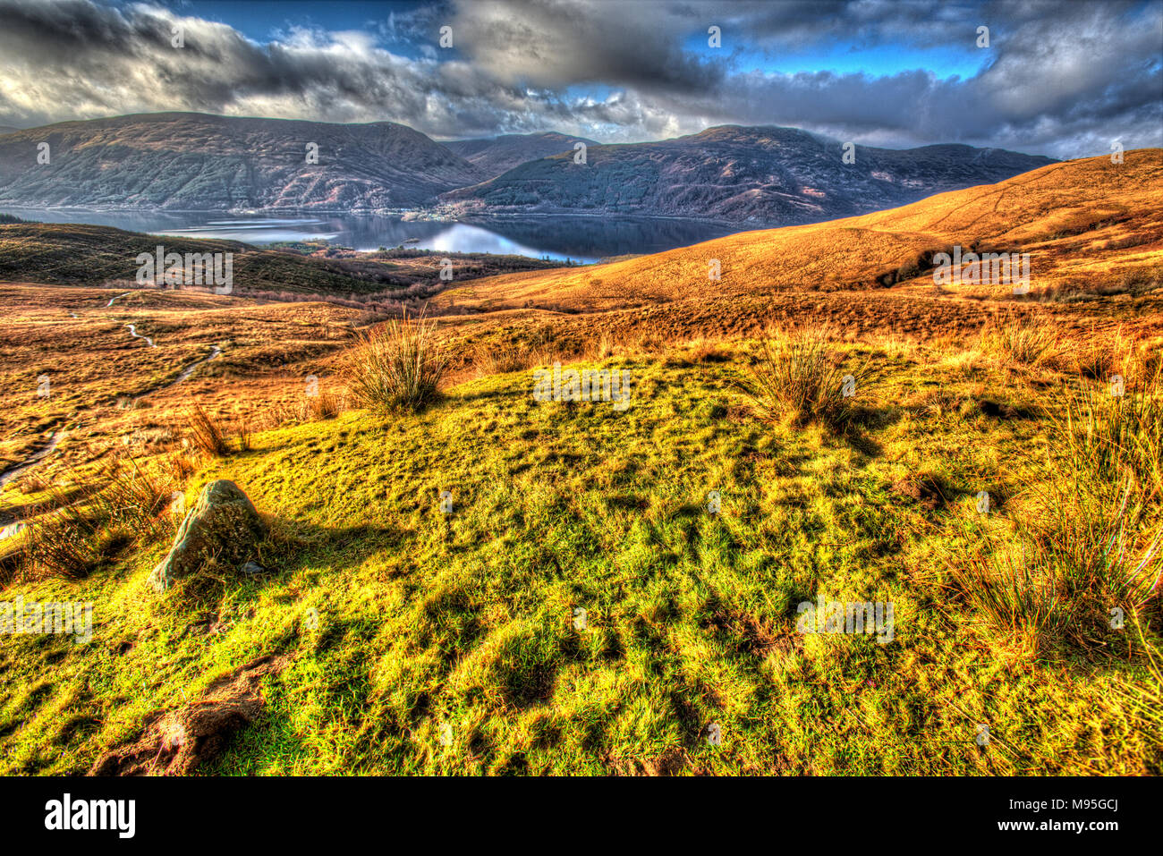 Area of Loch Lomond, Scotland. Artistic view from the slopes of Ben