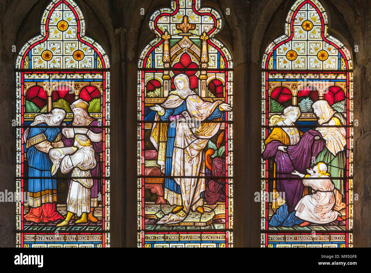 Stained glass windows in the Parish Church of Saint Mary in the North Lincolnshire town of Barton-upon-Humber Stock Photo