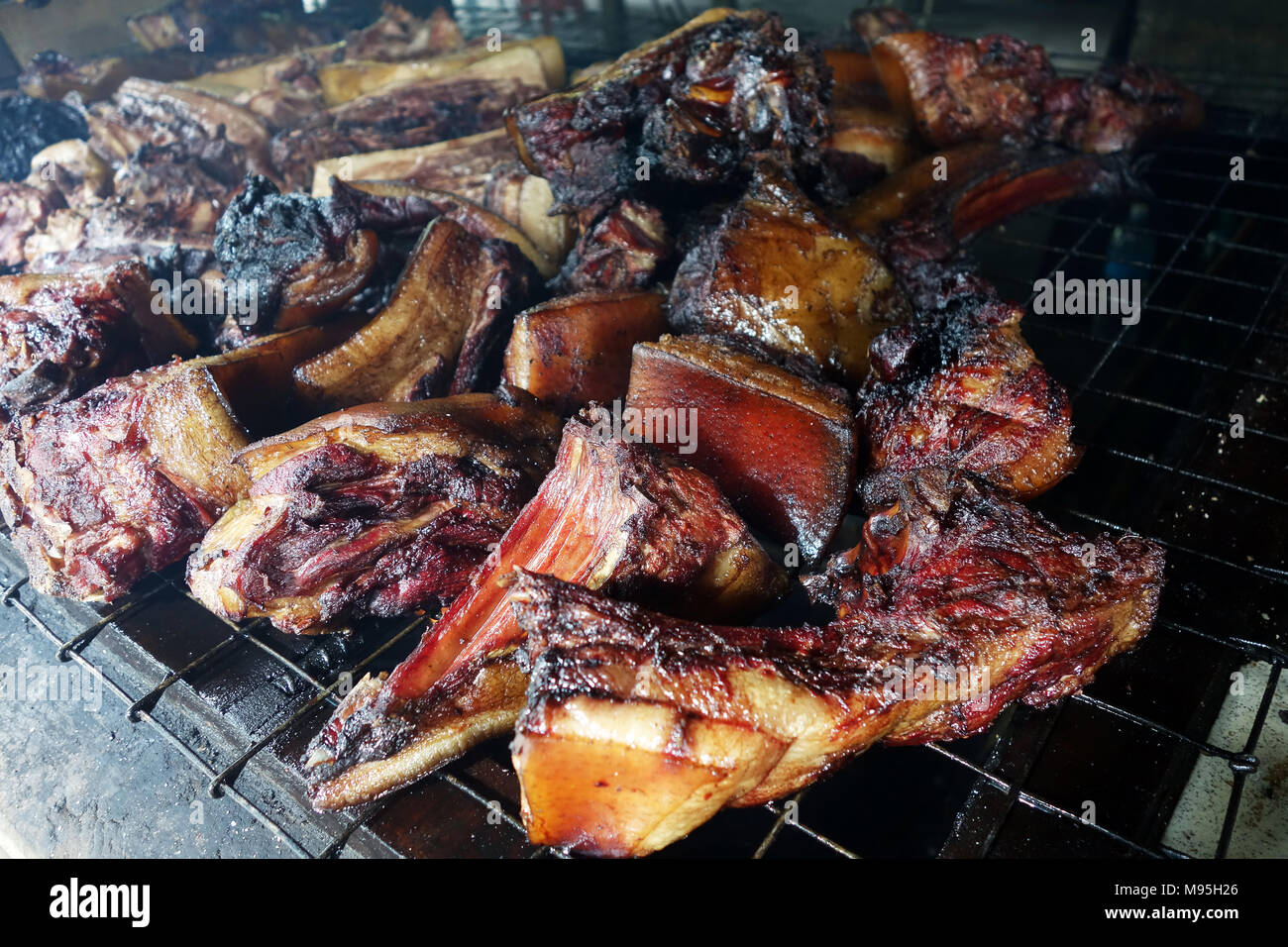 Sinalau Bakas, native Borneo food. Smoked wild boar Stock Photo