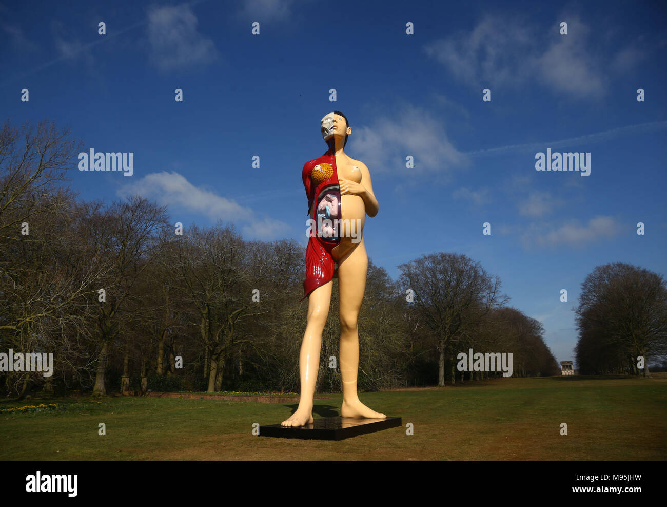 Damien Hirst's The Virgin Mother during a preview for Damien Hirst at Houghton Hall: Colour Space Paintings and Outdoor Sculptures, which runs from 25 Mar-15 July, at Houghton Hall in Norfolk. Stock Photo