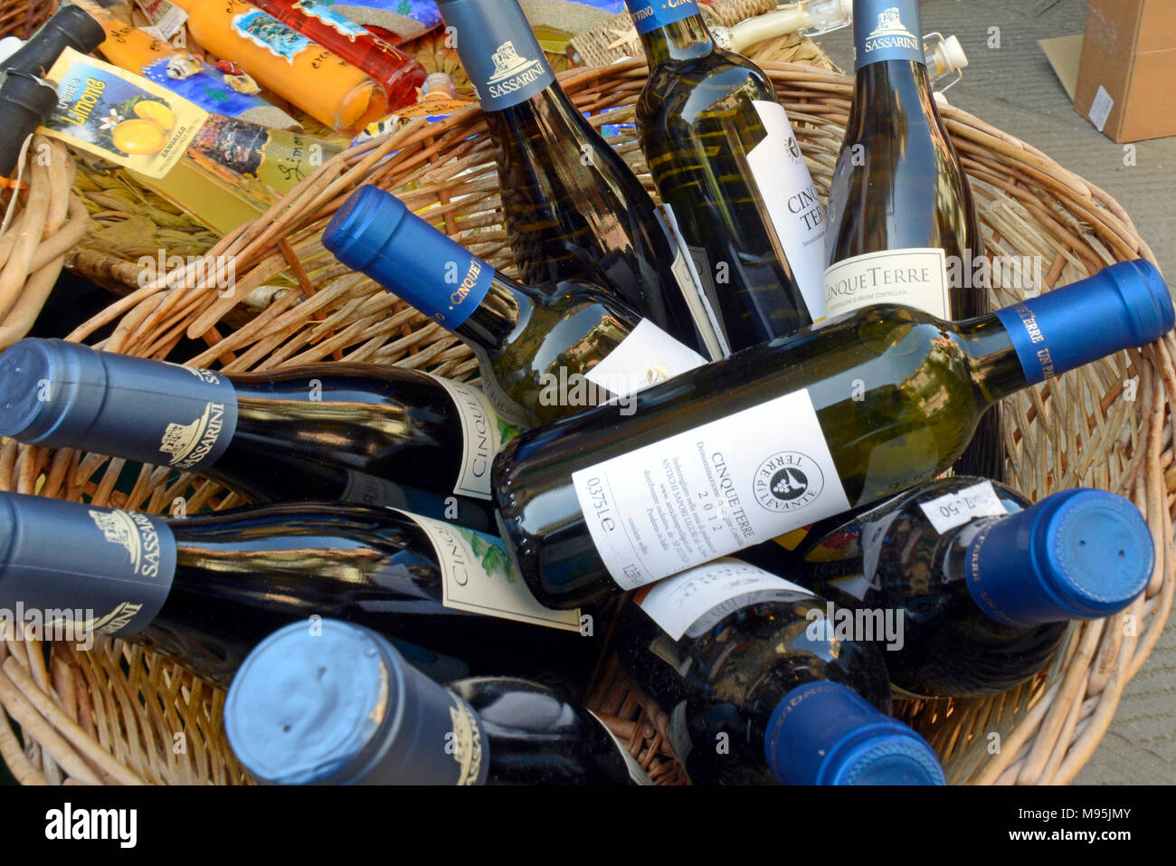 Italy, Liguria, Cinque Terre, Cinque Terre National Park listed as a UNESCO World Heritage, gastronomy local products wine Stock Photo