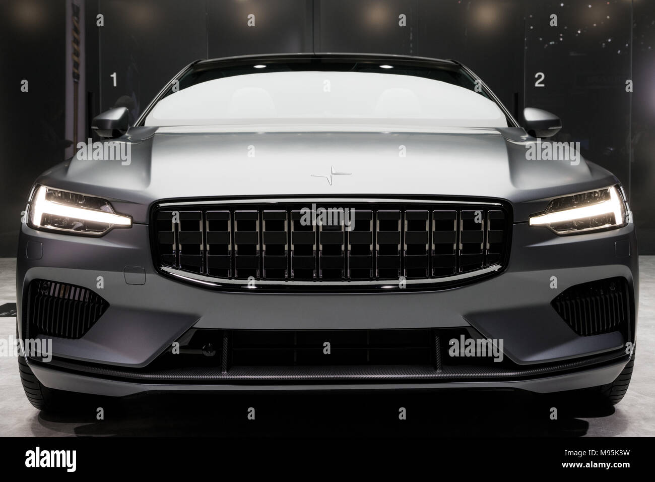 GENEVA, SWITZERLAND - MARCH 7, 2018: New Polestar 1 hybrid car presented at  the 88th Geneva International Motor Show Stock Photo - Alamy