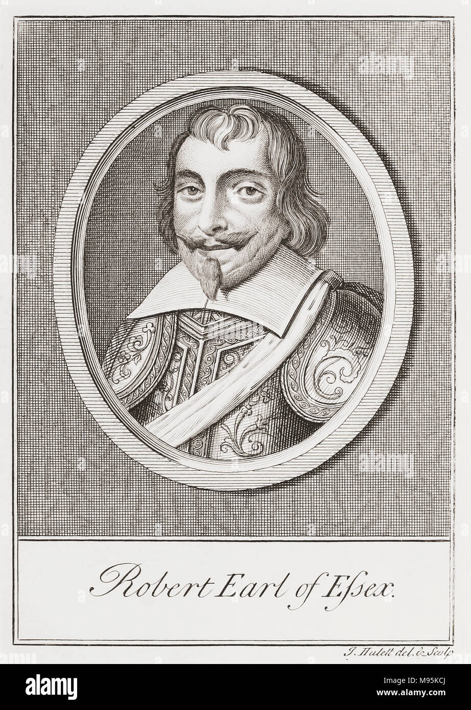 Robert Devereux, 3rd Earl of Essex, 1591 – 1646. English Parliamentarian and soldier.  From Woodburn’s Gallery of Rare Portraits, published 1816. Stock Photo