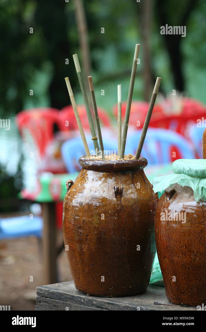 Preparing rice wine, liquor Stock Photo Alamy