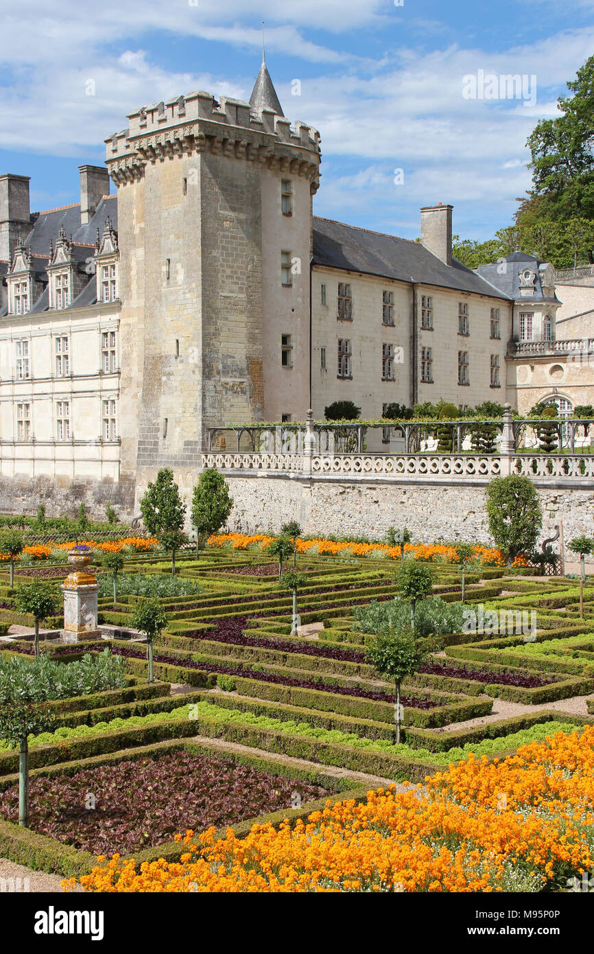 The Villandry castle and its gardens (France Stock Photo Alamy