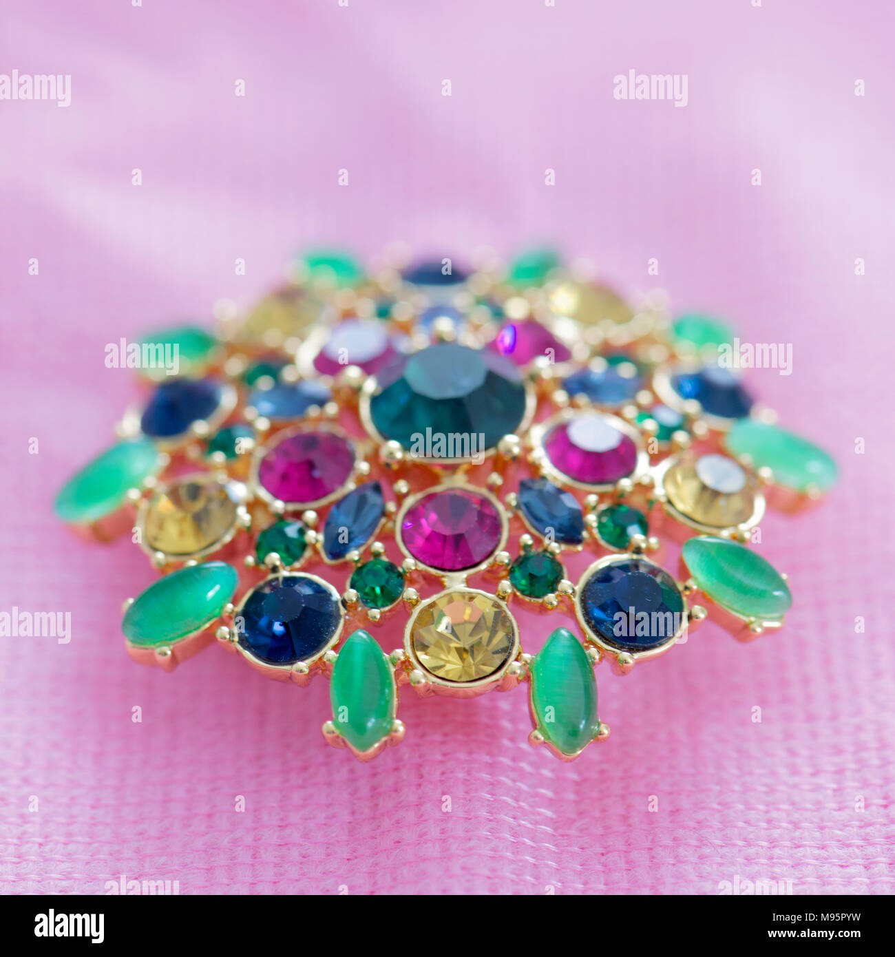 Colorful stones on a brooch Stock Photo