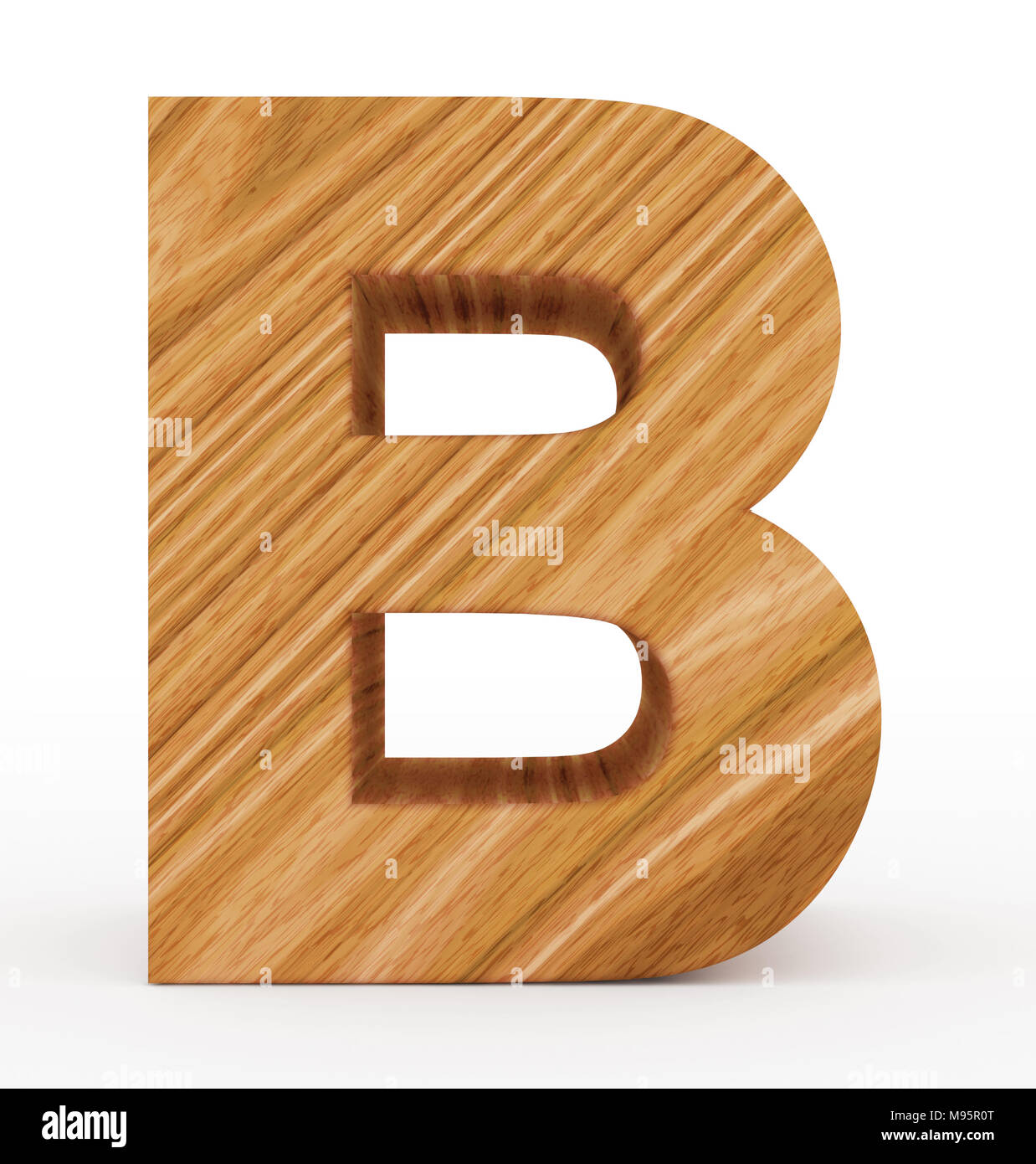letter B 3d wooden isolated on white - 3d rendering Stock Photo - Alamy