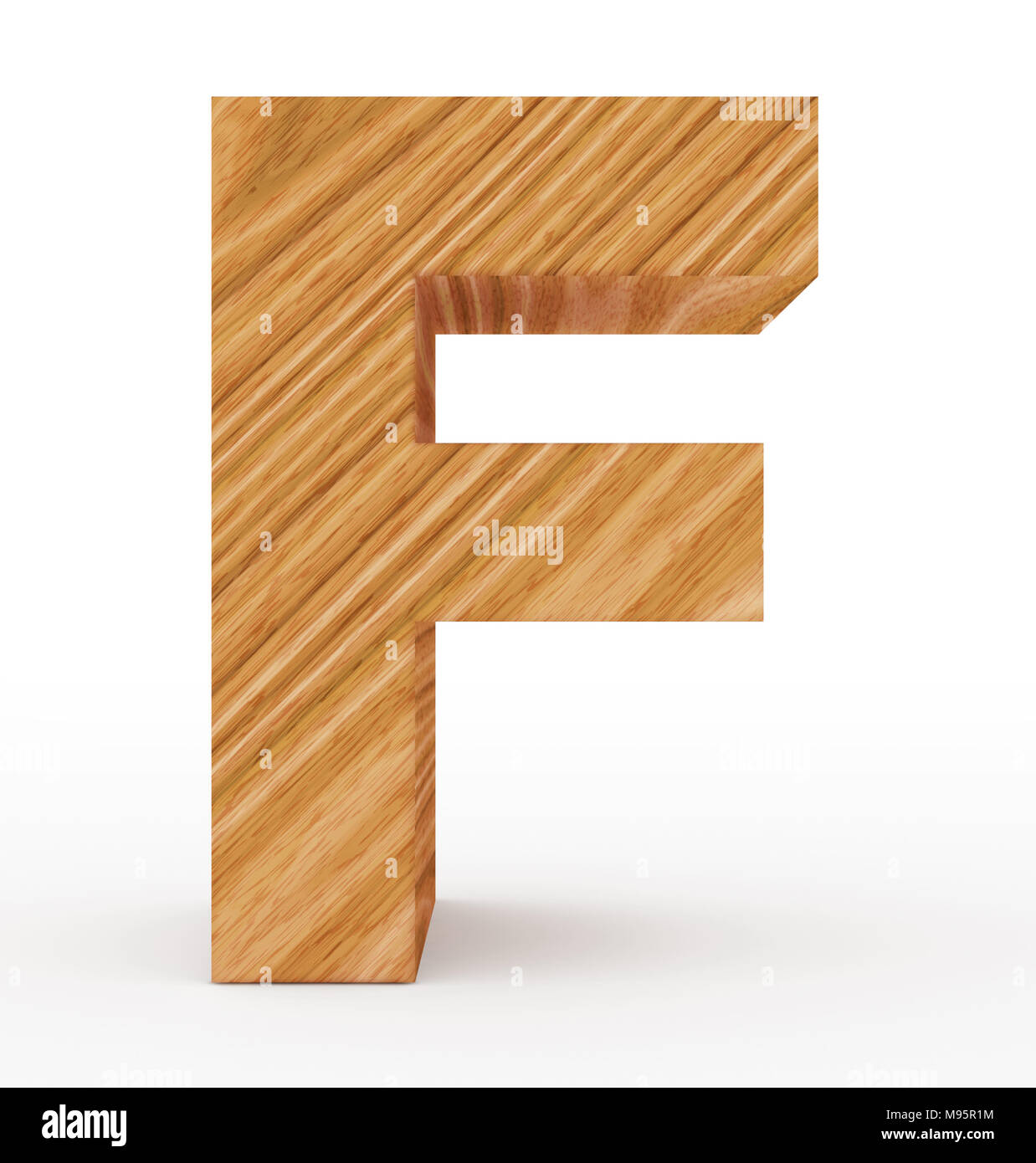 letter F 3d wooden isolated on white - 3d rendering Stock Photo - Alamy