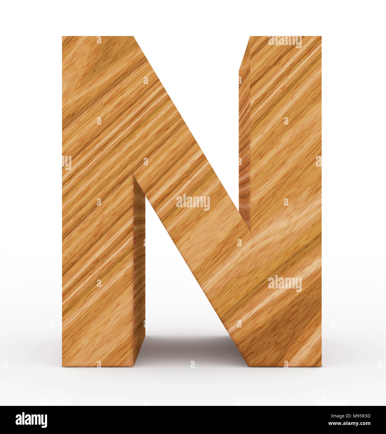 letter N 3d wooden isolated on white - 3d rendering Stock Photo - Alamy