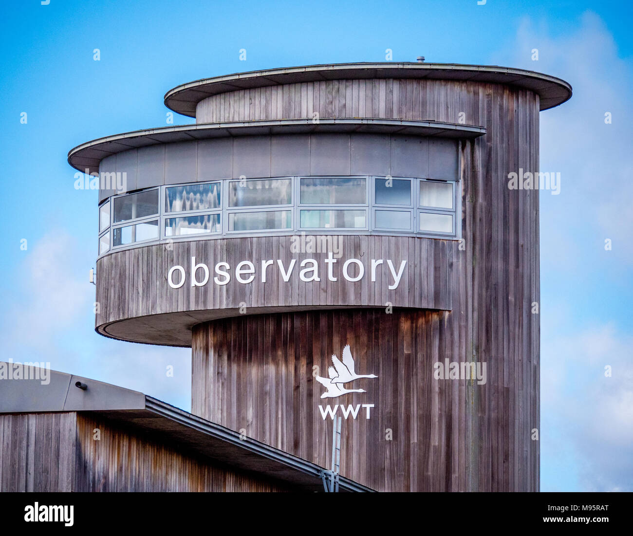 Severn View Observatory tower at Slimbridge Wildlife and Wetlands Centre Gloucestershire UK Stock Photo