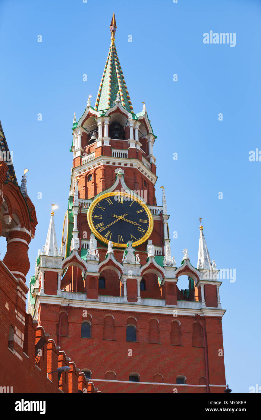 Clock chimes of the Spassky Tower of the Moscow Kremlin. Moscow. Russia