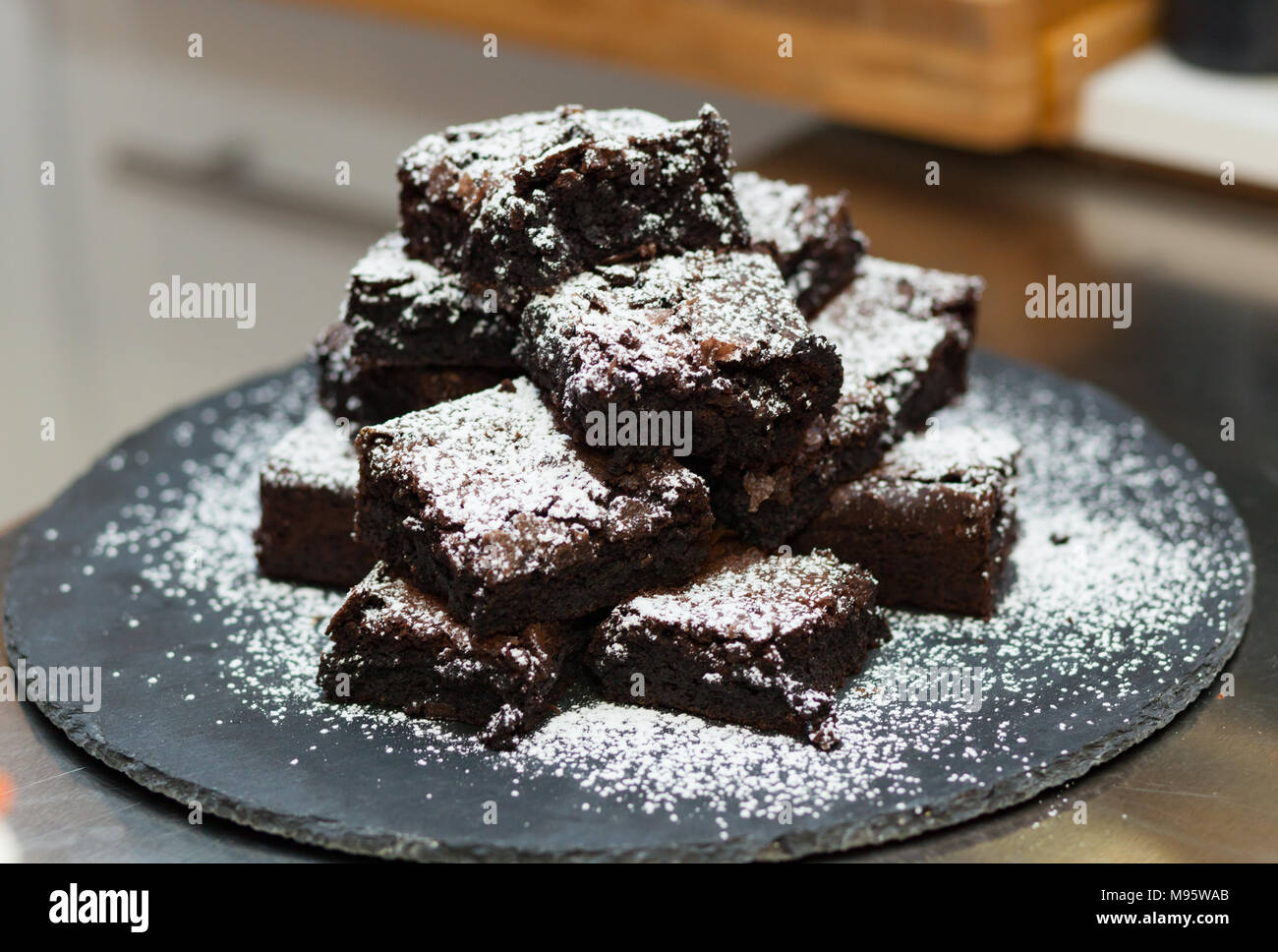 Homemade Delicious Chocolate Brownies. closeup chocolate cake Stock ...