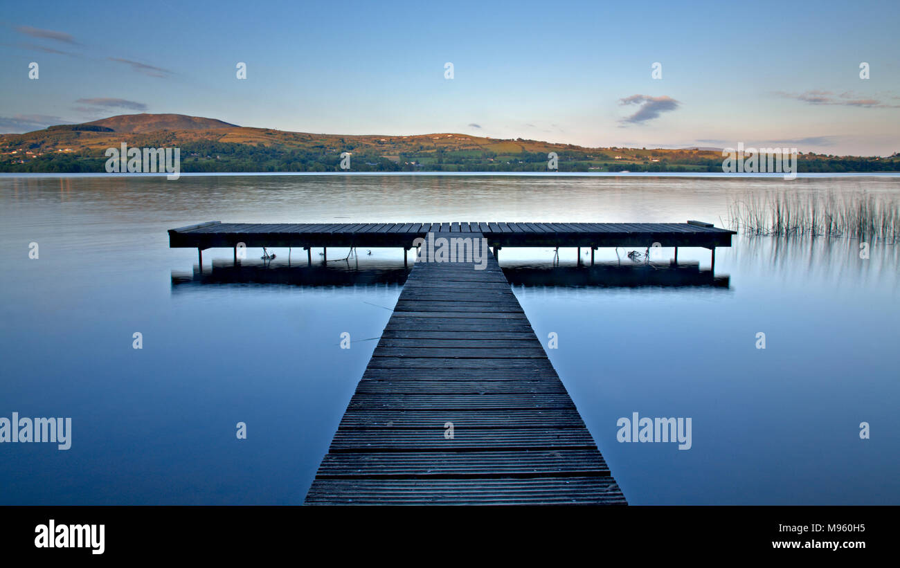 Wooden jetty on the shore of Lough Derg, County Clare, Ireland Stock Photo Alamy