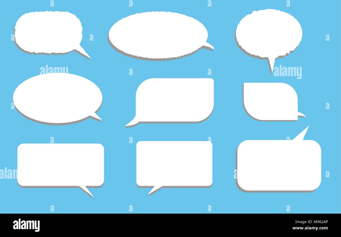 Vector set of stickers of speech bubbles. Blank empty speech bubbles ...