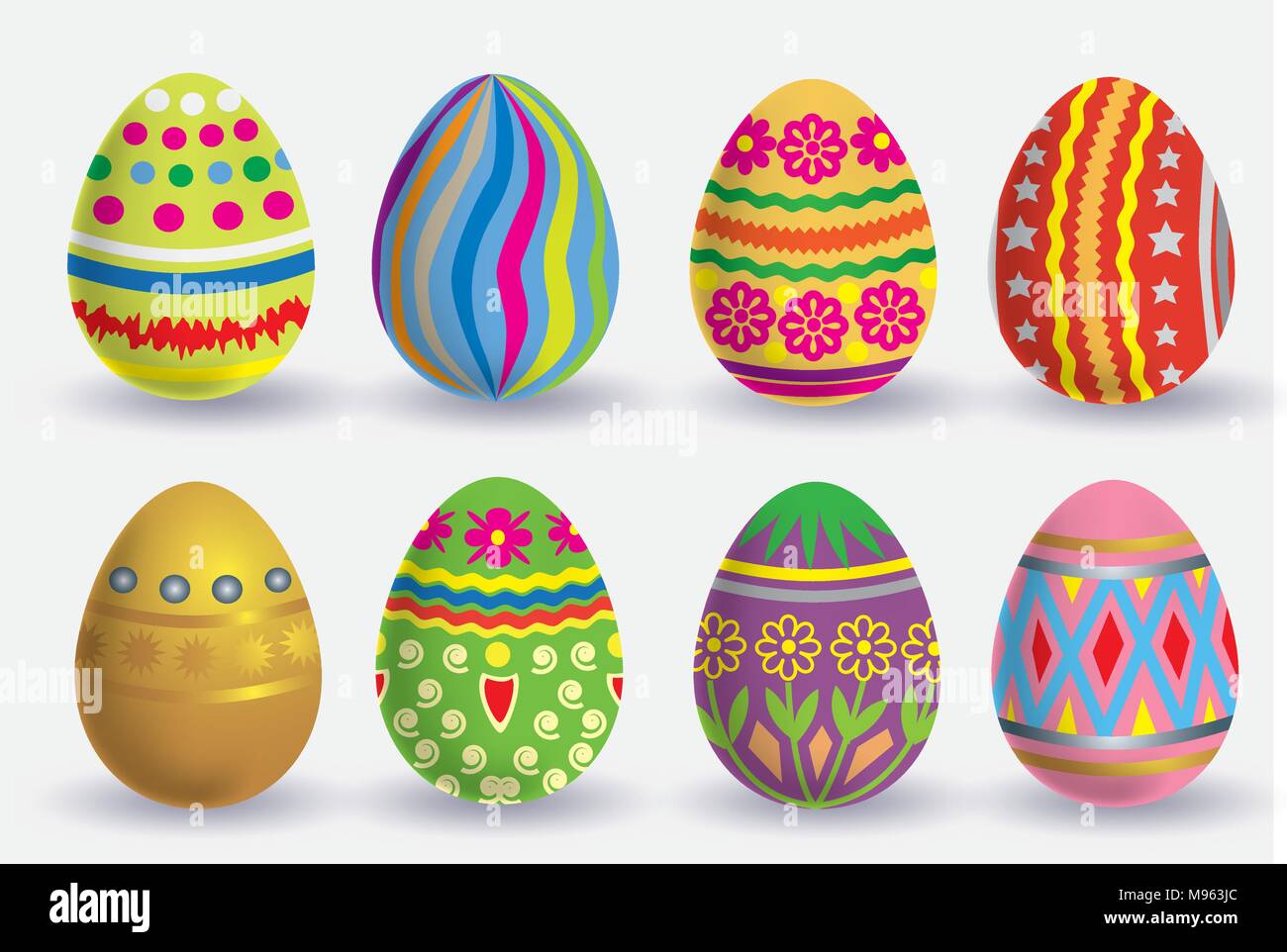 easter egg icon set. The Vector illustration isolated on white background. Stock Vector