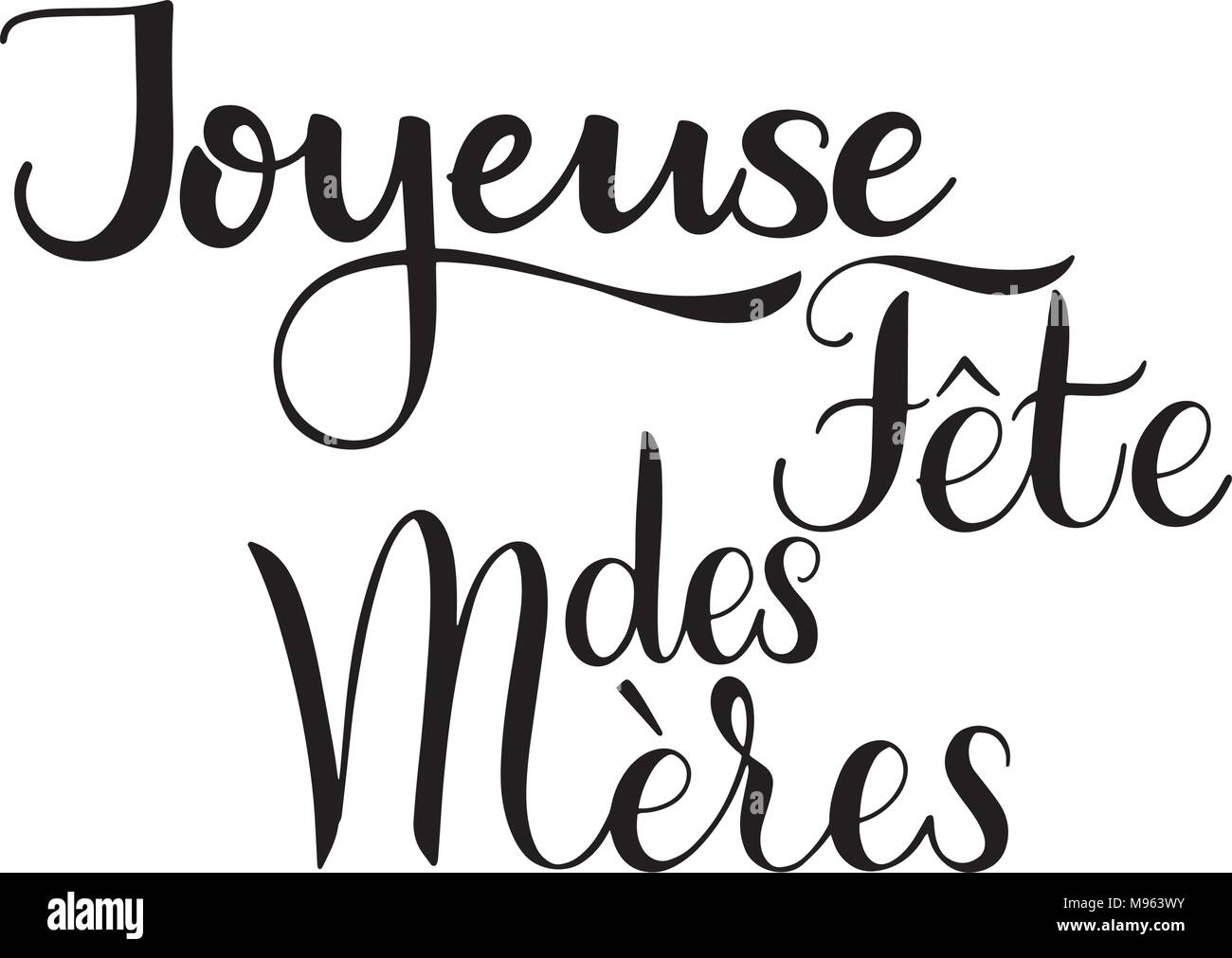 Happy Mother Day Lettering On French Greeting Card Design Hand Drawn Text Stock Vector Image Art Alamy